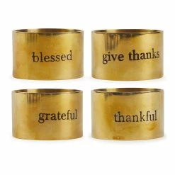 Discount 🔥 Kitchen & Dining DII® Always Grateful Stamped Napkin Rings Set Of 4 ⭐